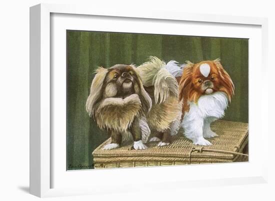 Two Dogs on a Basket-null-Framed Art Print