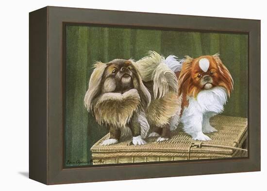 Two Dogs on a Basket-null-Framed Stretched Canvas