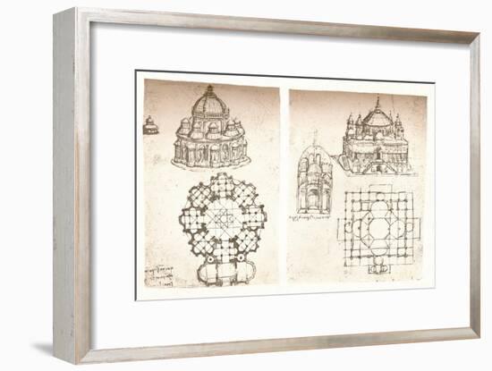 Two drawings of churches, c1472-c1519 (1883)-Leonardo Da Vinci-Framed Giclee Print