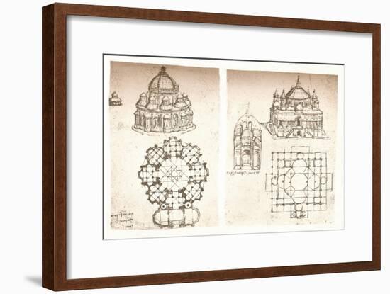 Two drawings of churches, c1472-c1519 (1883)-Leonardo Da Vinci-Framed Giclee Print