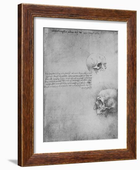 'Two Drawings of the Bony Structure of the Head', c1480 (1945)-Leonardo Da Vinci-Framed Giclee Print