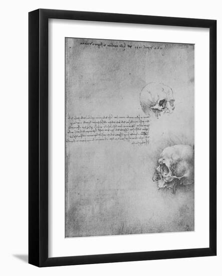 'Two Drawings of the Bony Structure of the Head', c1480 (1945)-Leonardo Da Vinci-Framed Giclee Print