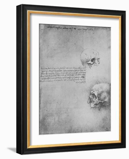 'Two Drawings of the Bony Structure of the Head', c1480 (1945)-Leonardo Da Vinci-Framed Giclee Print