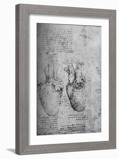 'Two Drawings of the Heart', c1480 (1945)-Leonardo Da Vinci-Framed Giclee Print