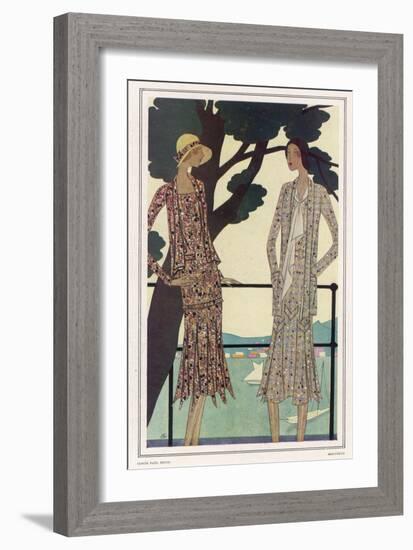 Two Dress Designs by Molyneux Both with Gored Flaring Skirts Belts and Matching Sac Jackets-Leon Benigni-Framed Art Print