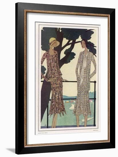 Two Dress Designs by Molyneux Both with Gored Flaring Skirts Belts and Matching Sac Jackets-Leon Benigni-Framed Art Print