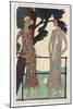 Two Dress Designs by Molyneux Both with Gored Flaring Skirts Belts and Matching Sac Jackets-Leon Benigni-Mounted Art Print