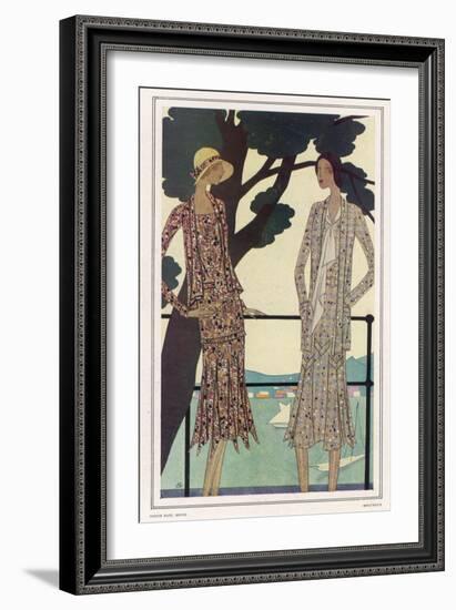 Two Dress Designs by Molyneux Both with Gored Flaring Skirts Belts and Matching Sac Jackets-Leon Benigni-Framed Art Print