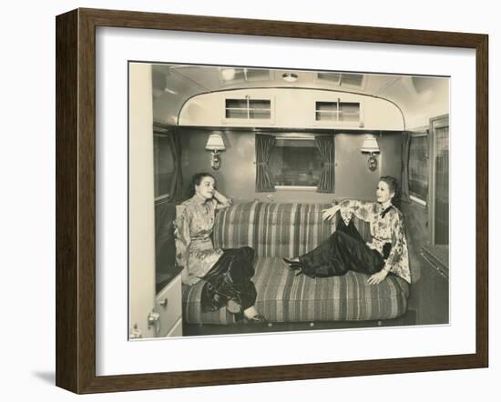 Two Dressed-Up Women in Trailer-null-Framed Art Print