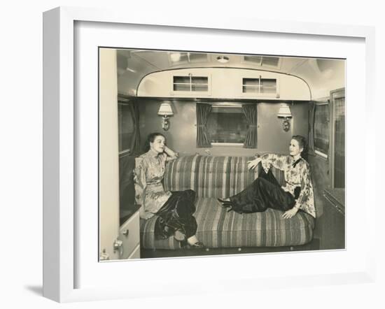 Two Dressed-Up Women in Trailer-null-Framed Art Print