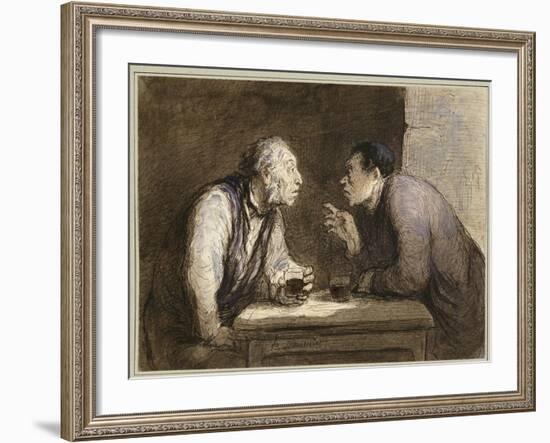 Two Drinkers, C.1857-69-Honore Daumier-Framed Giclee Print