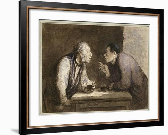 Two Drinkers, C.1857-69-Honore Daumier-Framed Giclee Print