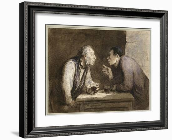 Two Drinkers, C.1857-69-Honore Daumier-Framed Giclee Print