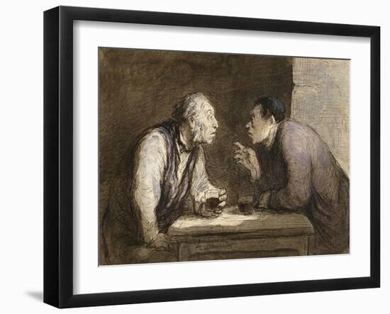 Two Drinkers, circa 1857-69-Honore Daumier-Framed Giclee Print