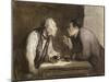 Two Drinkers, circa 1857-69-Honore Daumier-Mounted Giclee Print