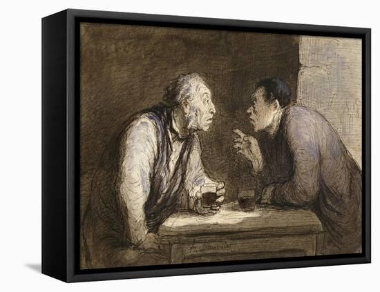 Two Drinkers, circa 1857-69-Honore Daumier-Framed Premier Image Canvas