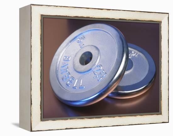 Two Dumbbell Weights for a Workout-null-Framed Premier Image Canvas