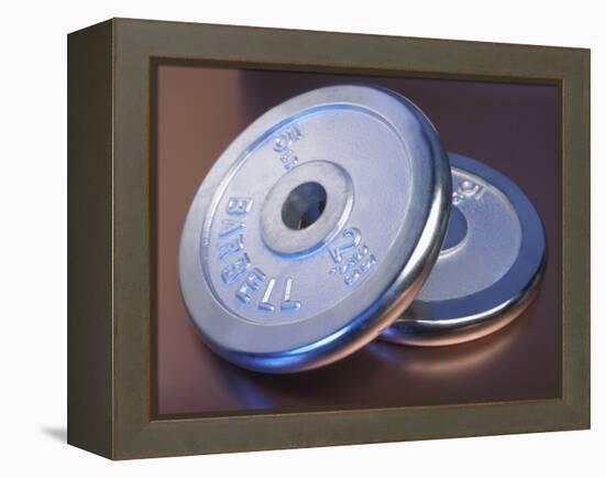 Two Dumbbell Weights for a Workout-null-Framed Premier Image Canvas