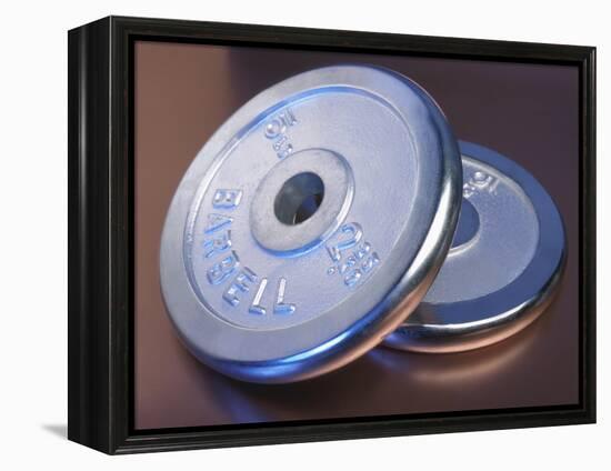 Two Dumbbell Weights for a Workout-null-Framed Premier Image Canvas