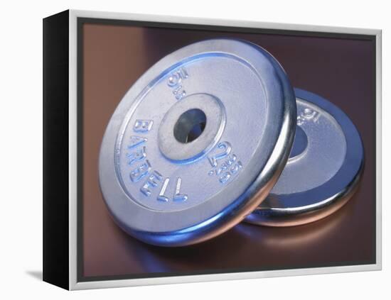 Two Dumbbell Weights for a Workout-null-Framed Premier Image Canvas