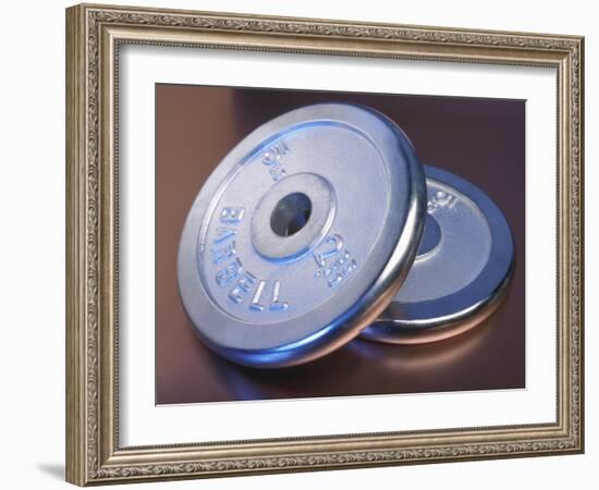 Two Dumbbell Weights for a Workout-null-Framed Photographic Print