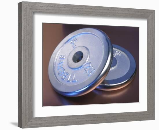 Two Dumbbell Weights for a Workout-null-Framed Photographic Print