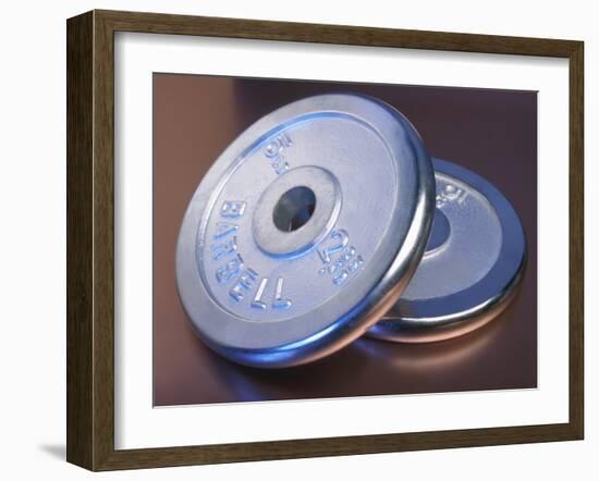 Two Dumbbell Weights for a Workout-null-Framed Photographic Print