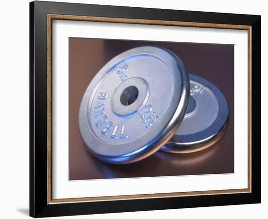 Two Dumbbell Weights for a Workout-null-Framed Photographic Print