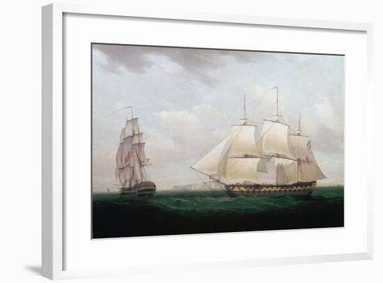 Two East Indiamen Off a Coast, Thomas Whitcombe, C1850-Thomas Whitcombe-Framed Giclee Print