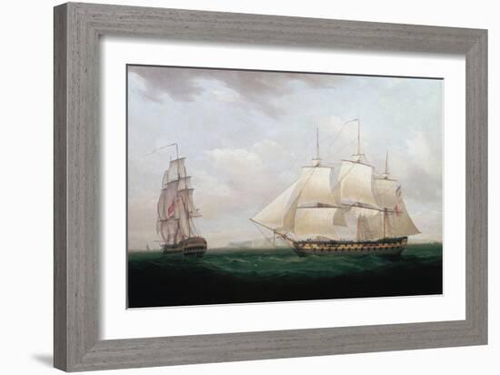 Two East Indiamen Off a Coast, Thomas Whitcombe, C1850-Thomas Whitcombe-Framed Giclee Print