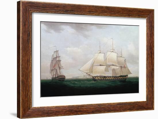 Two East Indiamen Off a Coast, Thomas Whitcombe, C1850-Thomas Whitcombe-Framed Giclee Print