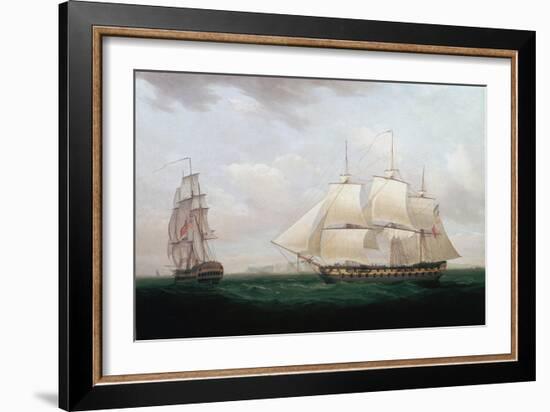 Two East Indiamen Off a Coast, Thomas Whitcombe, C1850-Thomas Whitcombe-Framed Giclee Print
