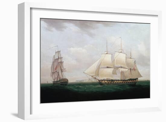 Two East Indiamen Off a Coast, Thomas Whitcombe, C1850-Thomas Whitcombe-Framed Giclee Print