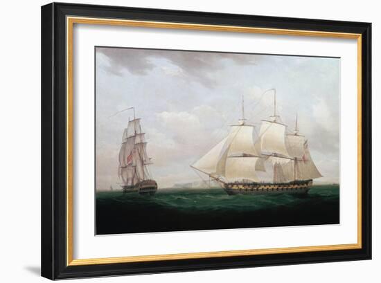 Two East Indiamen Off a Coast, Thomas Whitcombe, C1850-Thomas Whitcombe-Framed Giclee Print