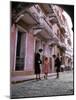 Two Eastern Airlines Stewardesses Talking to Native Girl on Street-null-Mounted Photographic Print