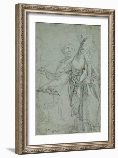 Two Ecclesiastics: Study for the Disputation on the Holy Sacrament, 1606-10-Francesco Vanni-Framed Giclee Print