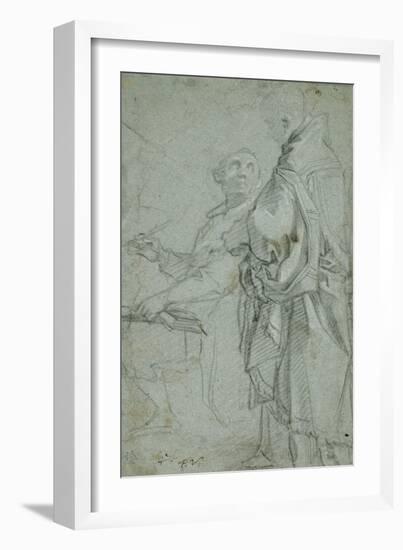 Two Ecclesiastics: Study for the Disputation on the Holy Sacrament, 1606-10-Francesco Vanni-Framed Giclee Print