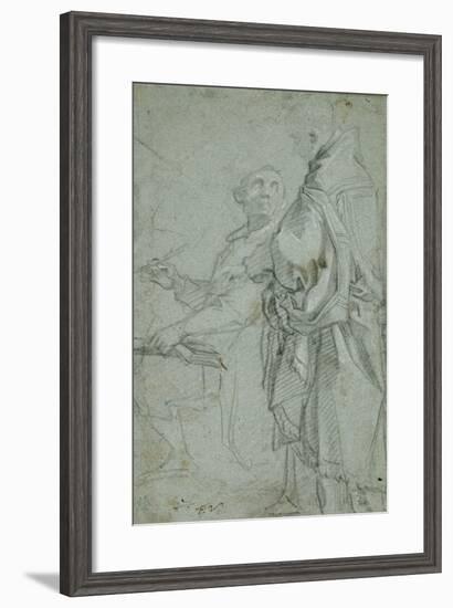 Two Ecclesiastics: Study for the Disputation on the Holy Sacrament, 1606-10-Francesco Vanni-Framed Giclee Print