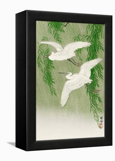 Two Egrets and Willow Tree-Koson Ohara-Framed Premier Image Canvas