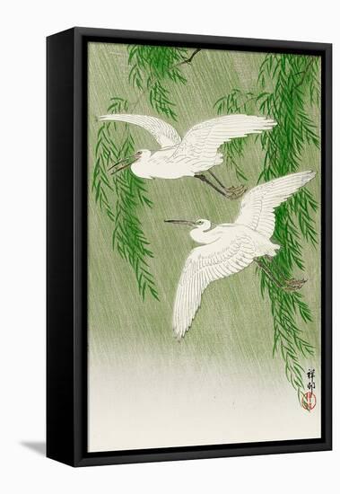 Two Egrets and Willow Tree-Koson Ohara-Framed Premier Image Canvas