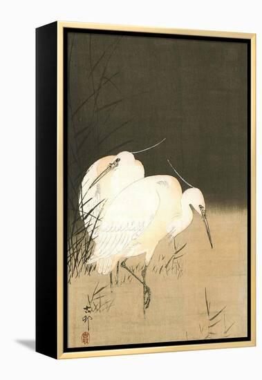 Two Egrets at Night-Koson Ohara-Framed Premier Image Canvas