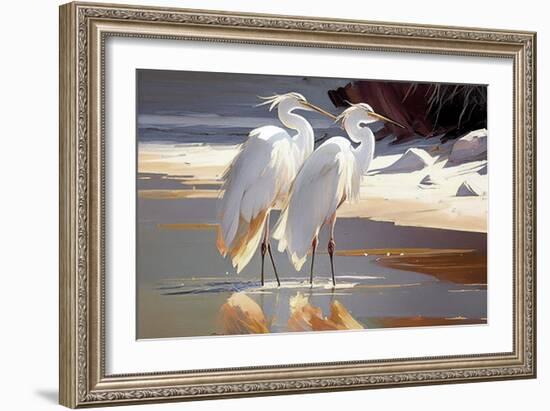 Two Egrets on the beach I-Vivienne Dupont-Framed Art Print