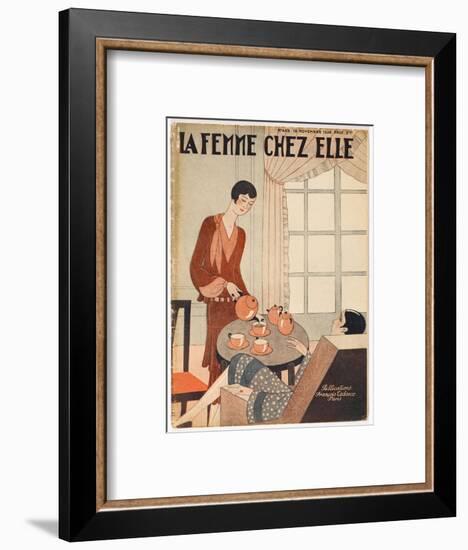 Two Elegant Women Enjoy a Cup of Tea at Five O'Clock-null-Framed Art Print