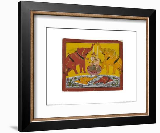 Two Elephants Bathing Gaja Lakshmi-null-Framed Art Print