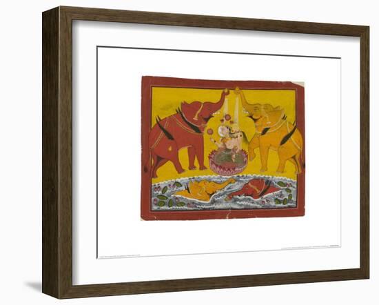 Two Elephants Bathing Gaja Lakshmi-null-Framed Art Print