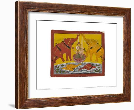 Two Elephants Bathing Gaja Lakshmi-null-Framed Art Print