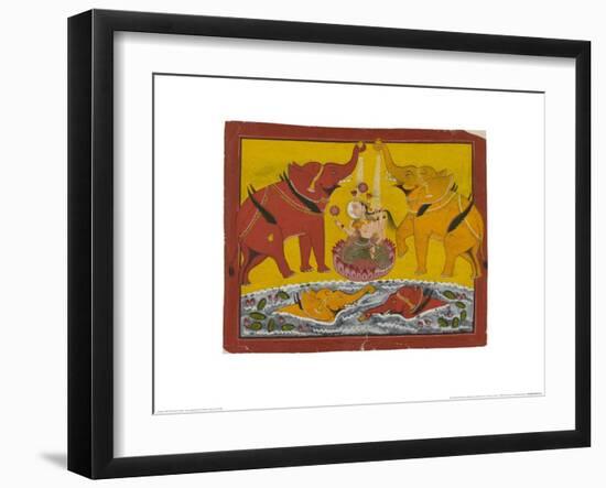 Two Elephants Bathing Gaja Lakshmi-null-Framed Art Print