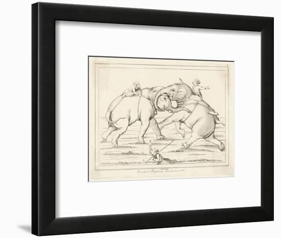 Two Elephants Fighting with Men on Their Backs-Lemaitre-Framed Art Print