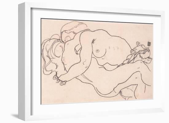 Two Embracing Female Nudes, 1918-Egon Schiele-Framed Giclee Print