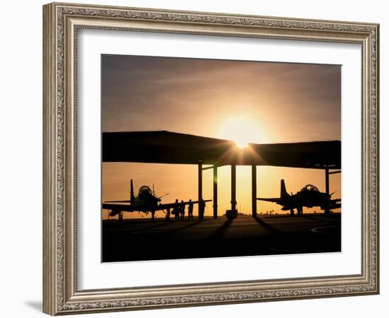 Two Embraer A-29 Super Tucano Aircraft Parked in the Hangar at Natal Air Force Base, Brazil-Stocktrek Images-Framed Photographic Print